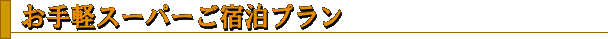 お手軽スーパーご宿泊プラン
